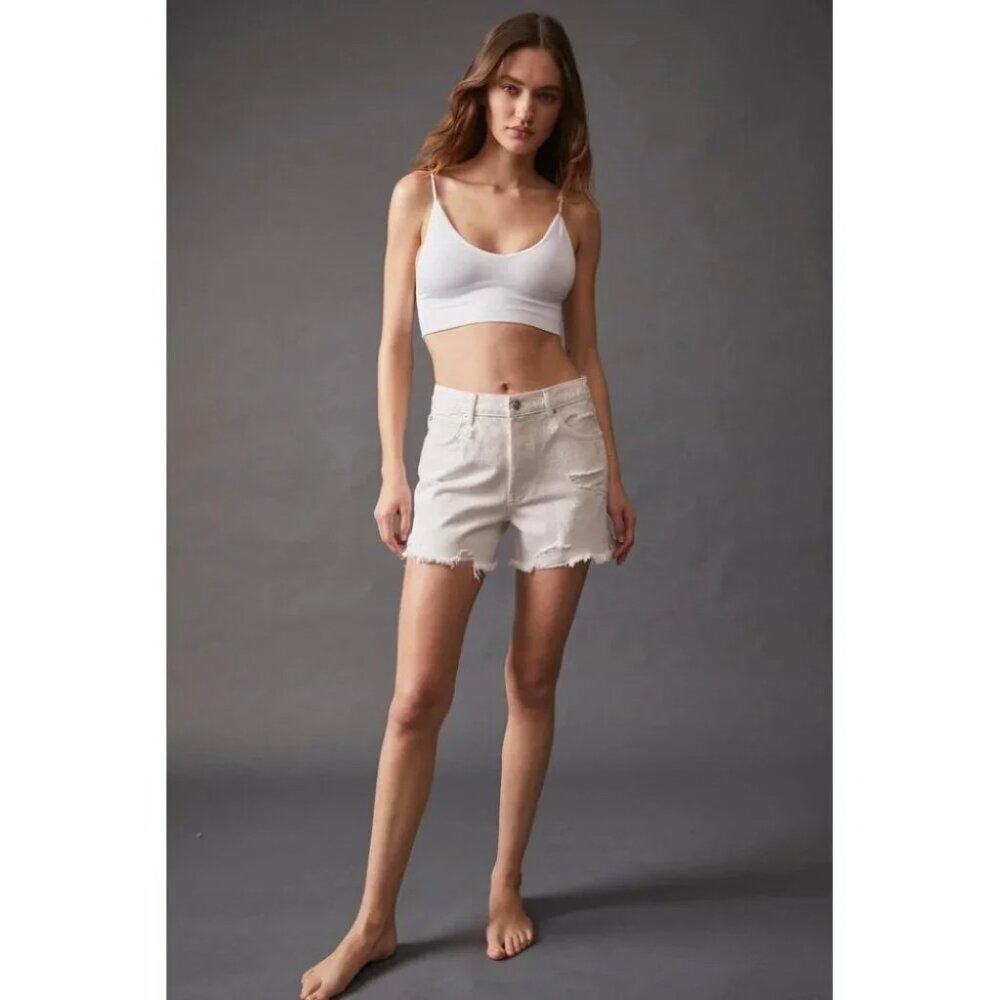 NWT Free People We the Free white distressed high waist cutoff jean shorts - Picture 1 of 6